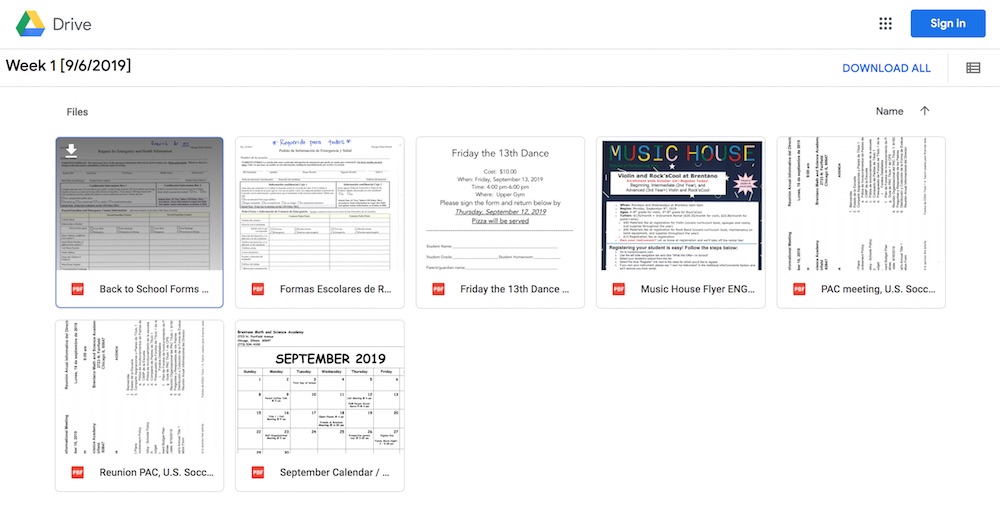 Brentano Forms and Handouts on Google Drive